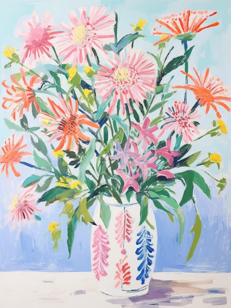 Flower Painting Fauvist Style Bee Balm 1