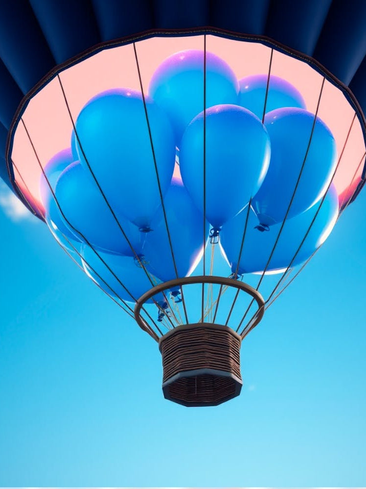 Blue Hot Air Balloon In The Sky