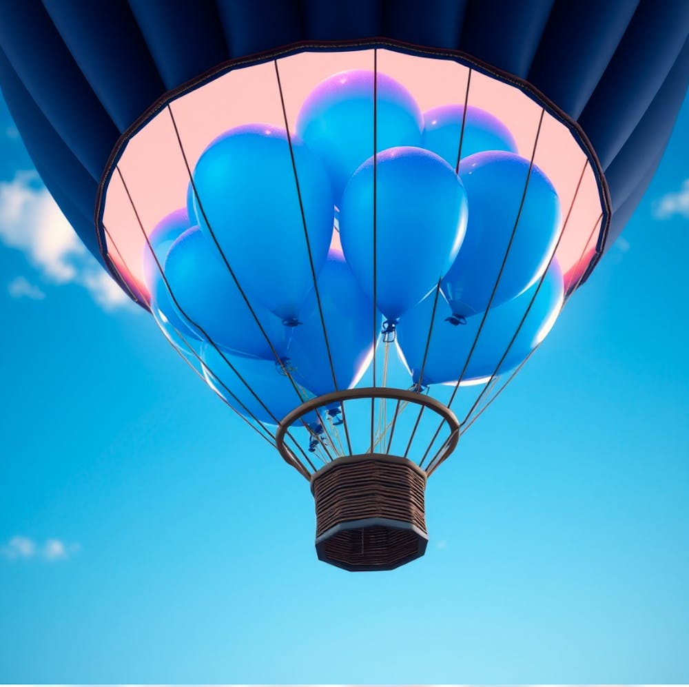 Blue Hot Air Balloon In The Sky