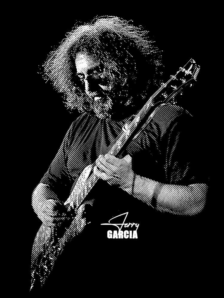 Jerry Garcia American Musician in Line Art