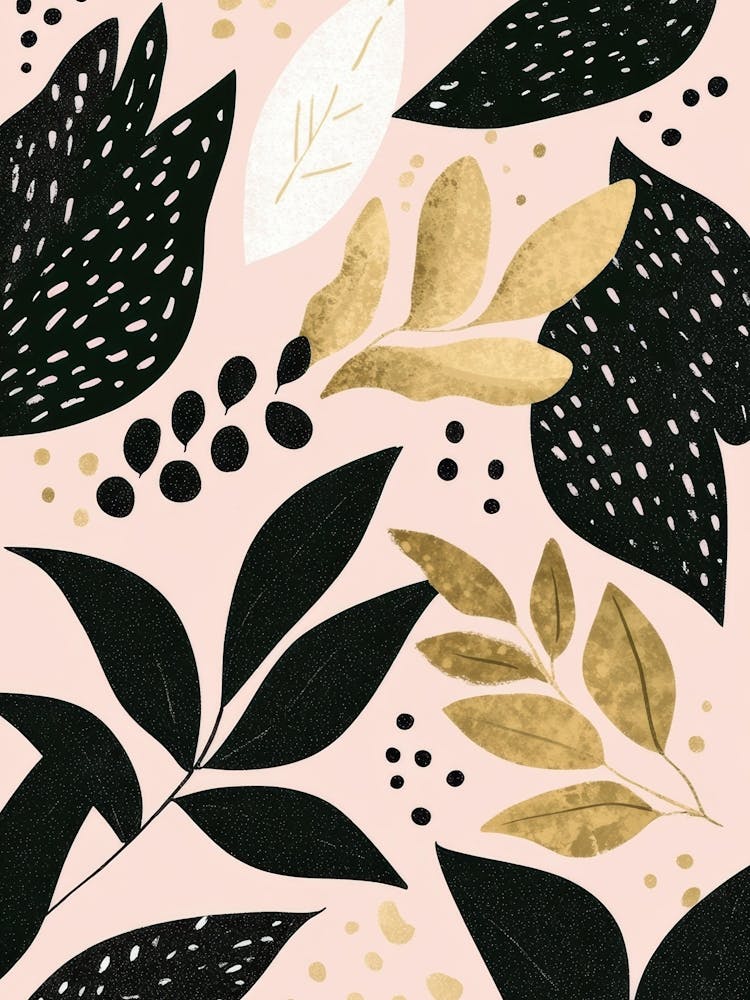 Black And Gold Leaves 5