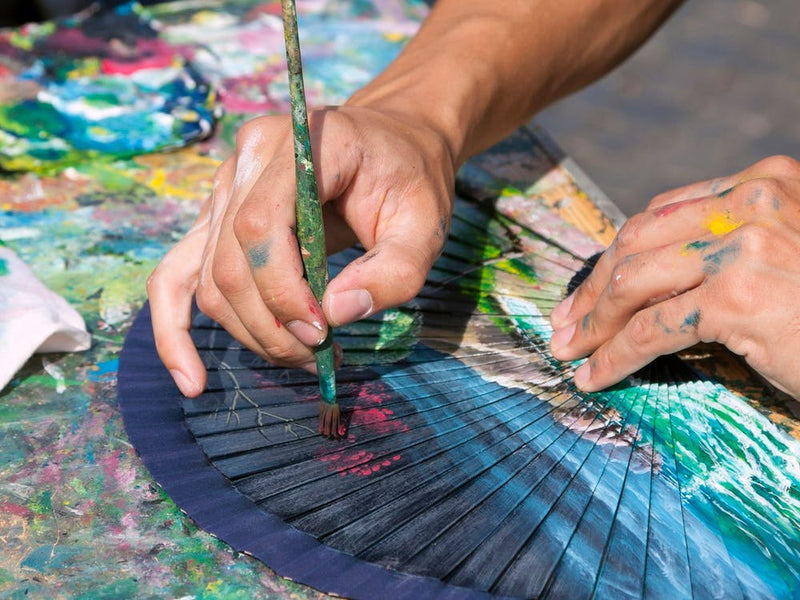 Italian Artist Painting A Colorful Fan // Rome Travel Photography
