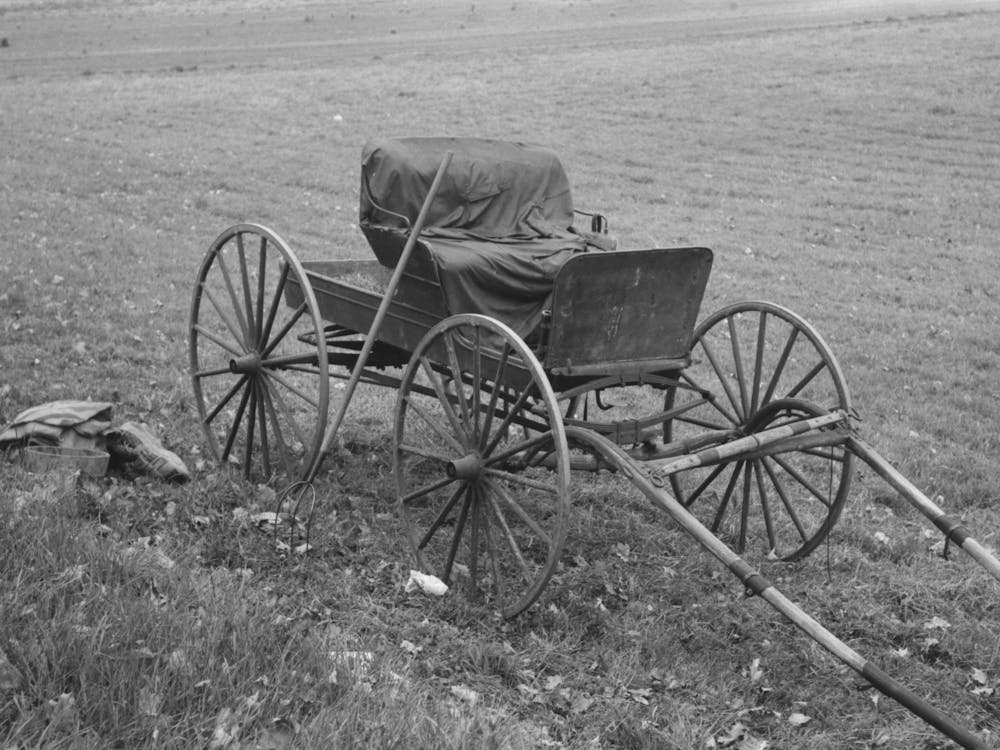 Old Buggy And Pitchfork On Farm Near Northampton, Massachusetts By Russell Lee