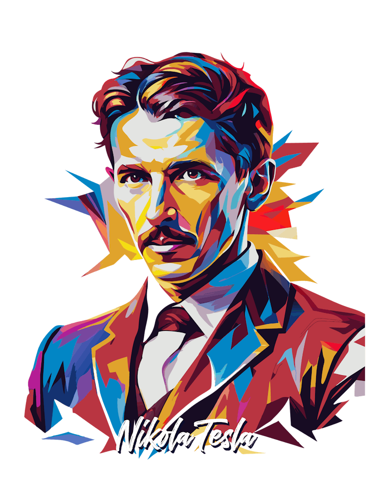Nikola Tesla 02 Portrait WPAP Pop Art