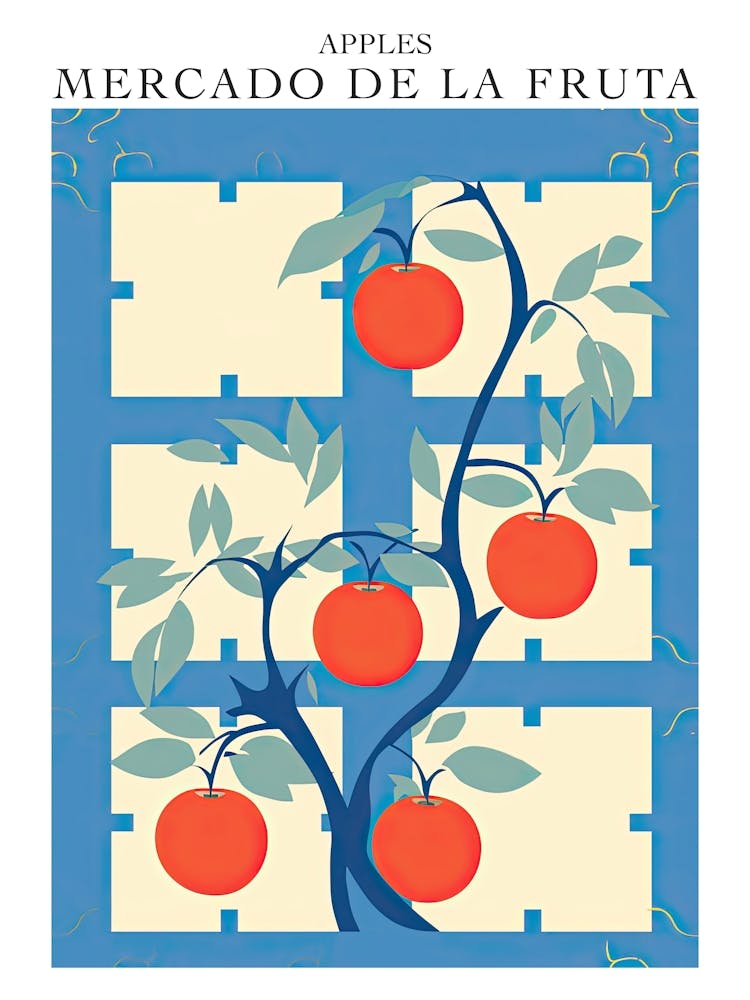 Mercado De La Fruta Apples Illustration 4 Poster