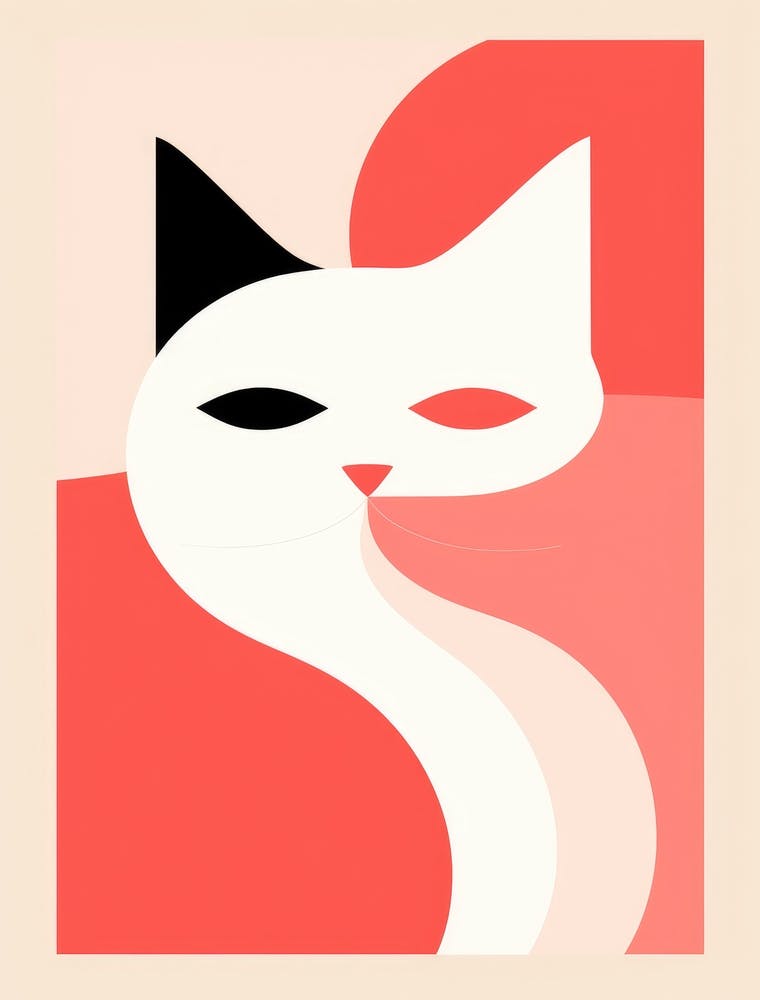 Cat On A Red Background