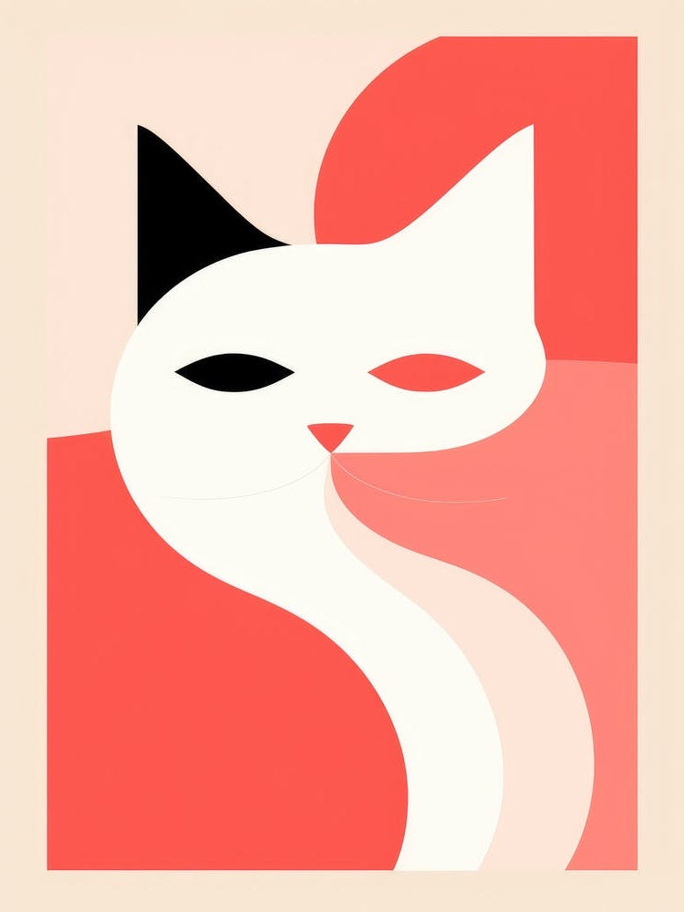 Cat On A Red Background