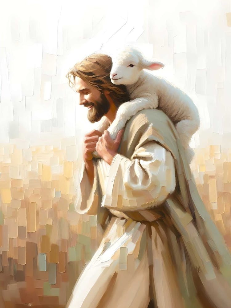 A Little Companion, Christian Faith Art, Jesus Rescues Lamb, Jesus Christ Painting, Lds Digital, Bible Printable, Jesus Leaves The 99 Art