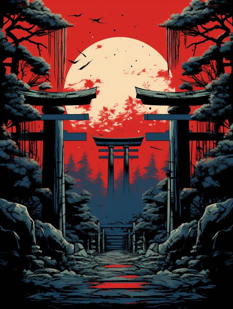 Torii Gates Japanese Illustration 6