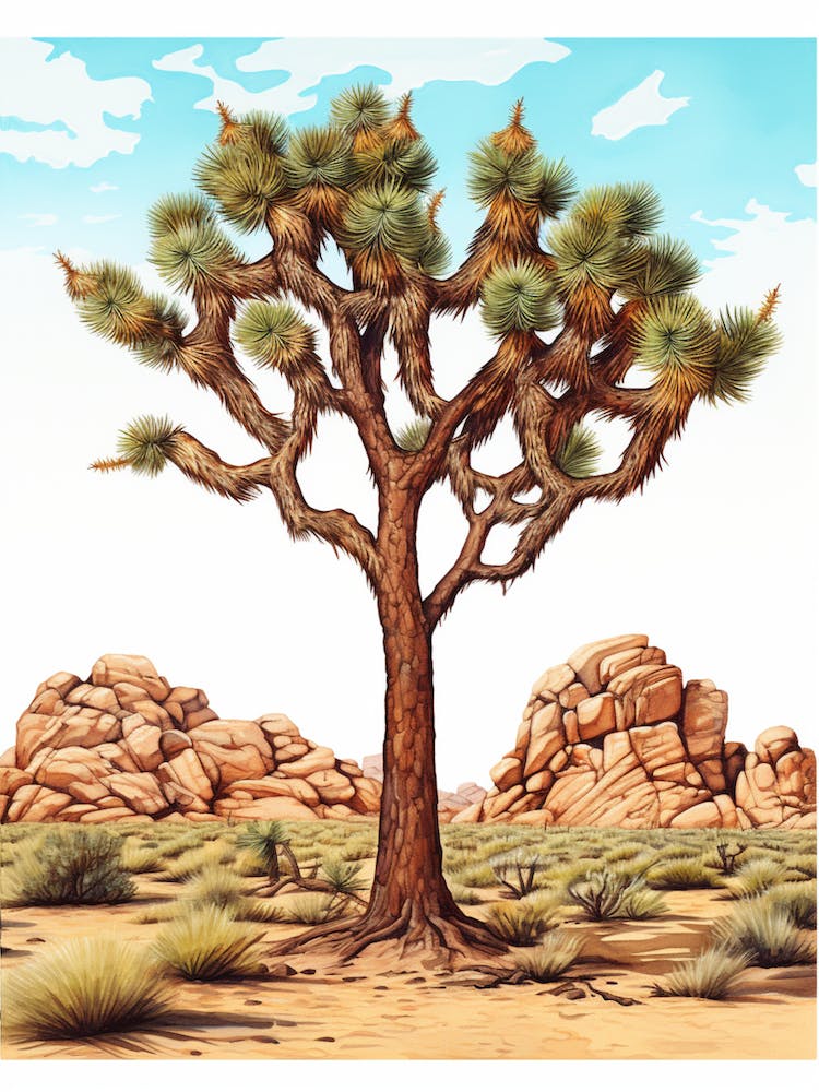 Joshua Tree In Water Color Style (3)