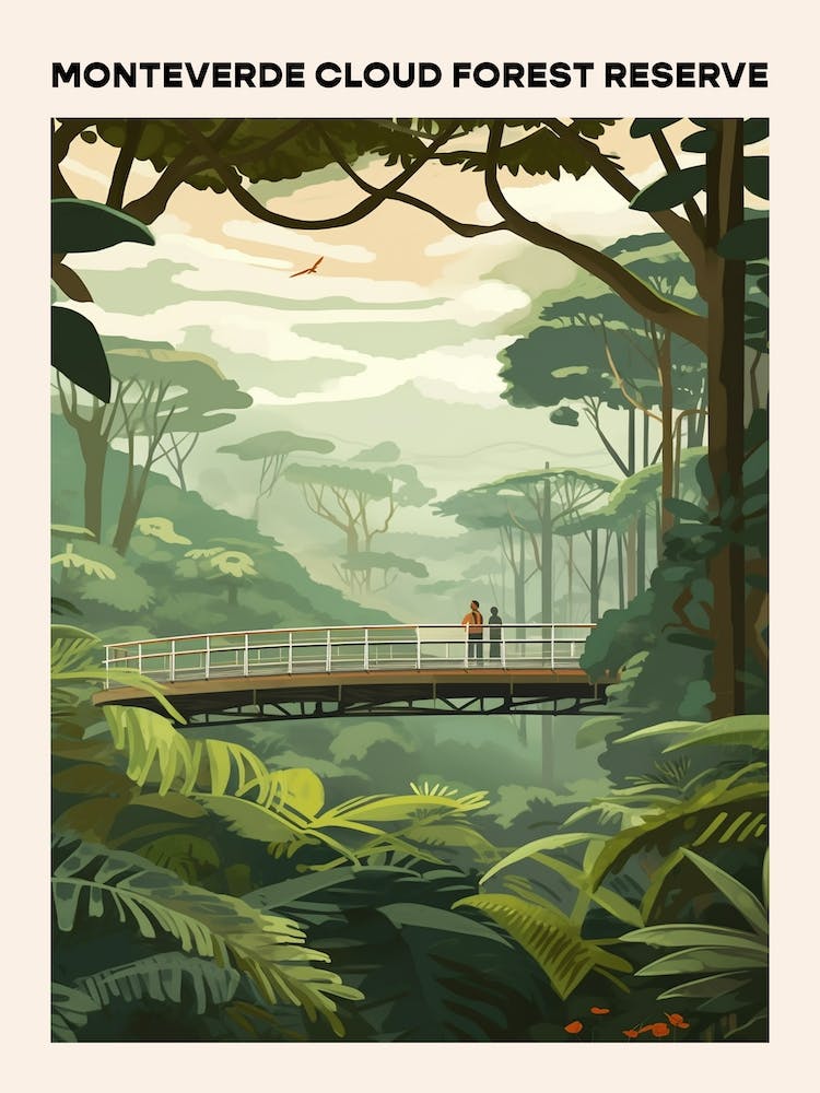 Monteverde Cloud Forest Reserve Midcentury Travel Poster