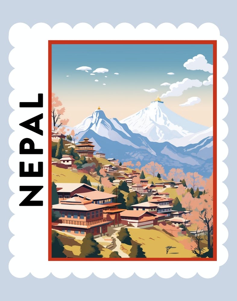 Nepal 3 Travel Stamp Poster