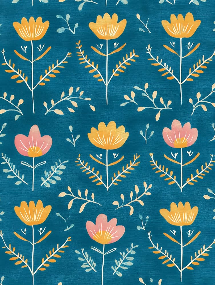 Flowers On A Blue Background 1