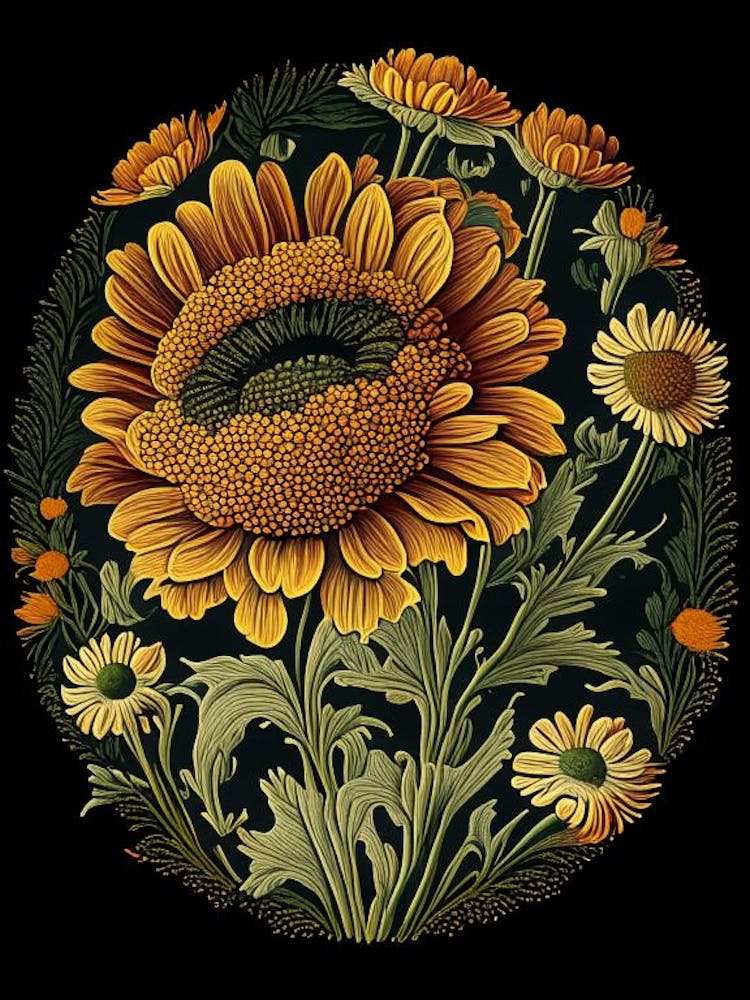 Calendula 2 Floral Botanisches Vintage-Poster Blume