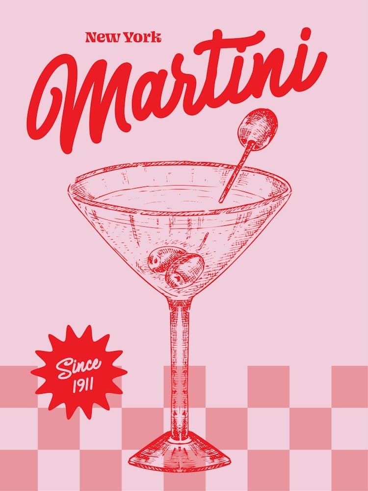 Martini Print Pink