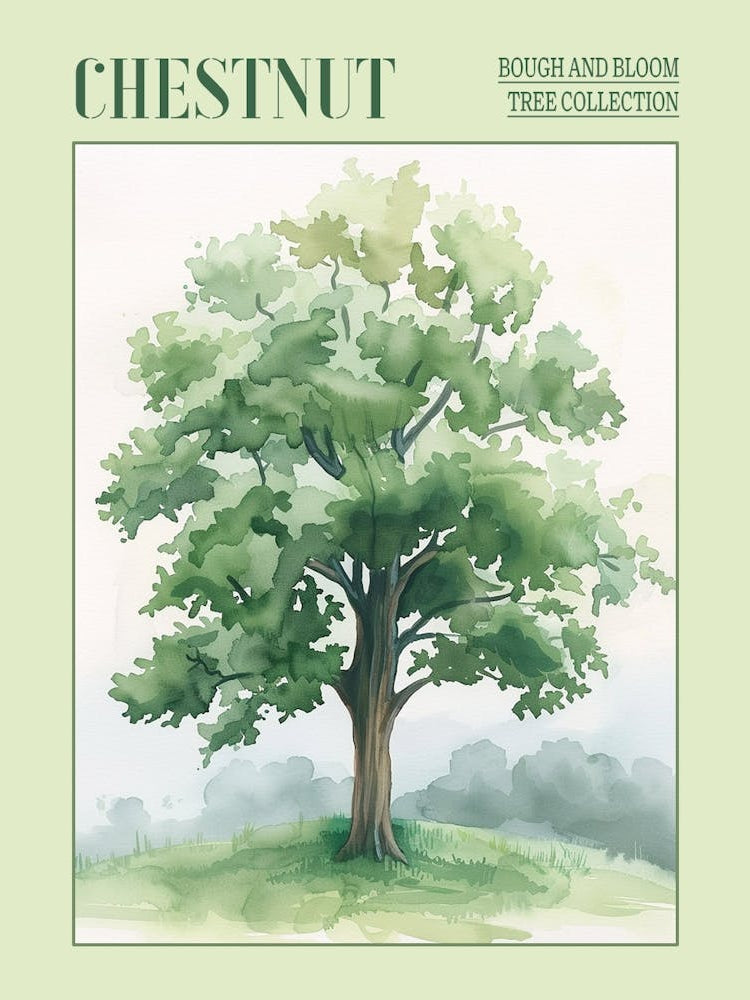 Chestnut Tree Atmospheric Watercolour Painting 2 Poster