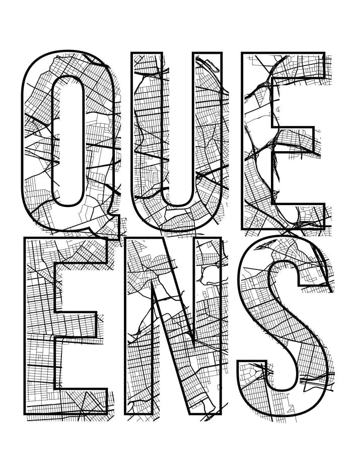 Queens Street Map Typography
