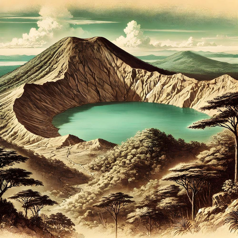 Santa Ana Volcano In Renaissance Elegance – Leonardo Da Vinci Inspired Artwork