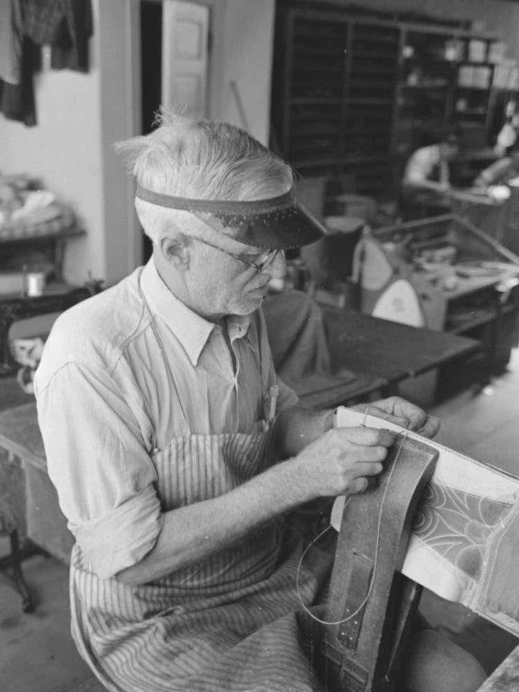 Sewing Uppers Of Boots Together In Bootmaking Shop, Alpine, Texas By Russell Lee