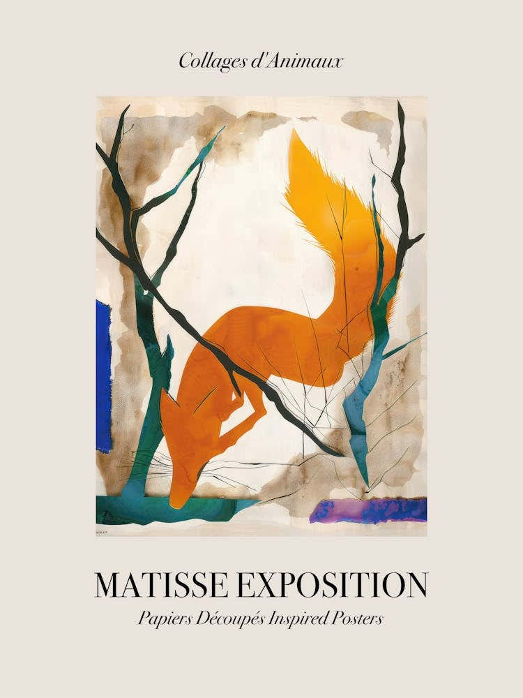 Fox 3 Matisse Inspired Exposition Animals Poster