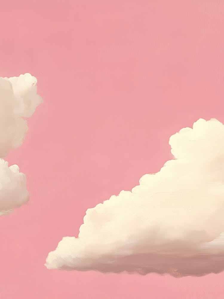 Cloud Wall Art Painting Pink Sky Print Detail B