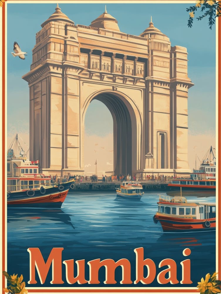 Aihrgdesign A Vintage Travel Poster Of Mumbai 1