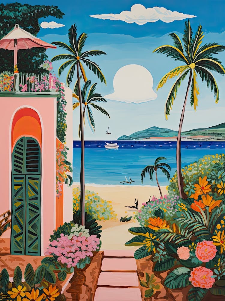 Half Moon Bay, Antigua, Matisse And Rousseau Style 4