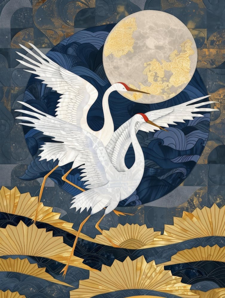 White Cranes In Flight