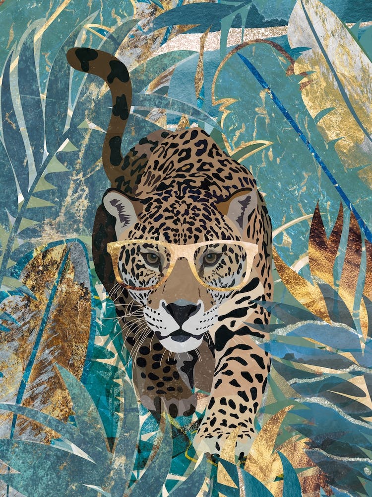 Leopard In Glasses In The Jungle