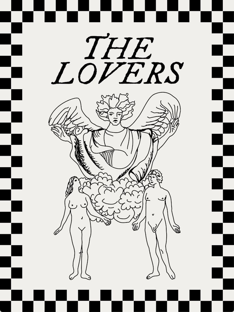 The Lovers Print | The Lovers Wall Art | Love Prints | Tarot Card Spiritual Wall Art | Tarot Prints | Music Lyrics Wall Art | Valentine’s Day Romantic Art | Neutral