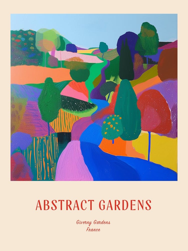 Colourful Gardens Giverny Gardens France 2 Red Poster