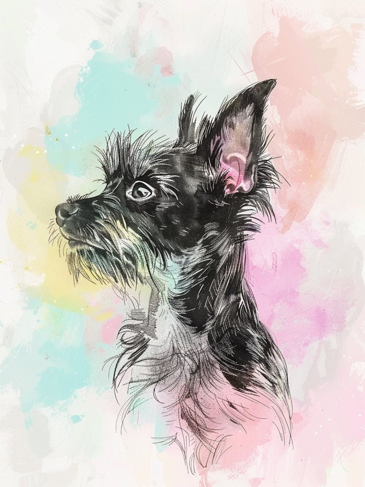Pastel Terrier Dog Pastel Illustration 1