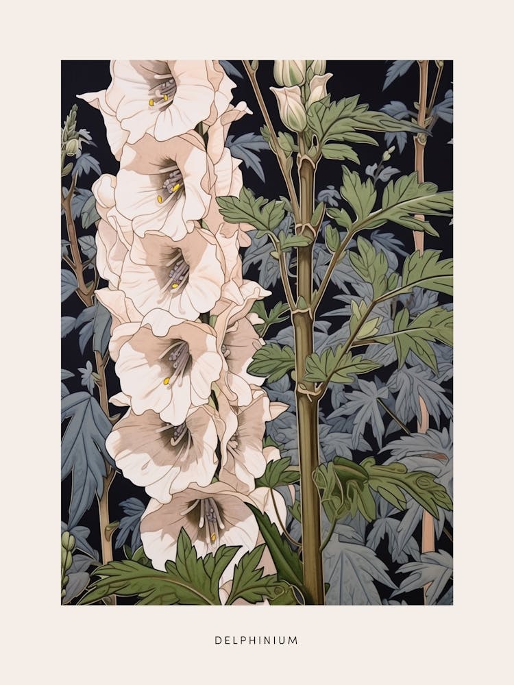 Flower Illustration Delphinium 3 Poster