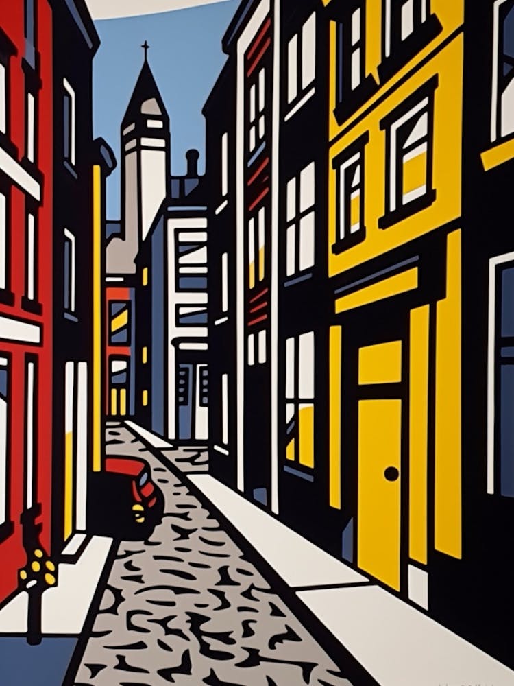Painting Of London  In The Style Of Pop Art