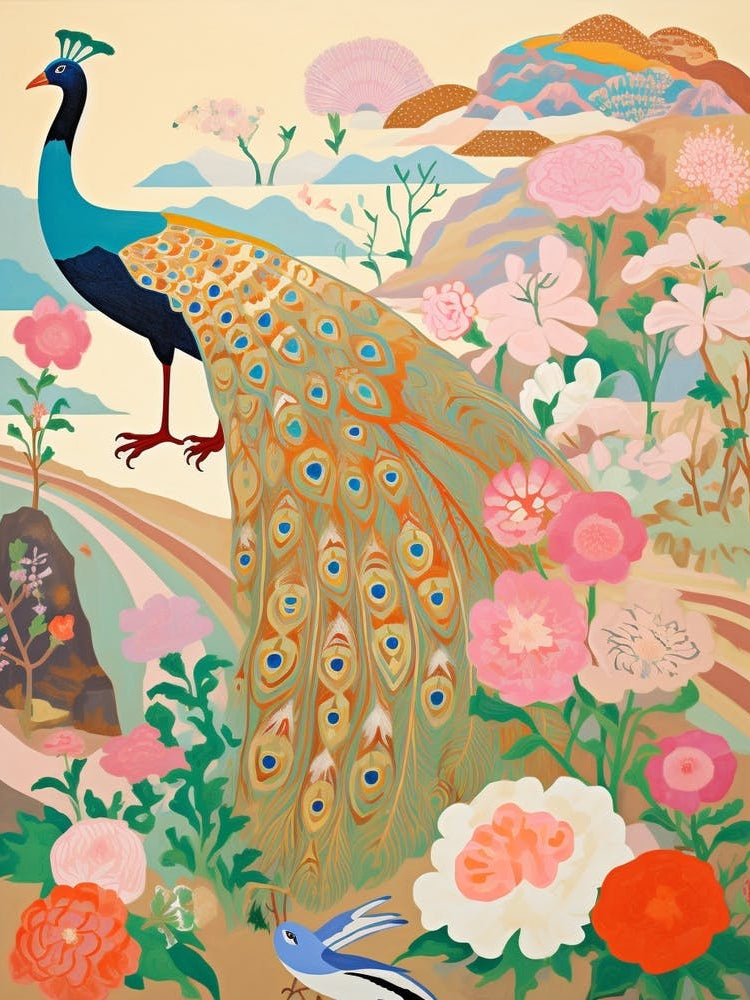 Maximalist Bird Painting Peacock 1