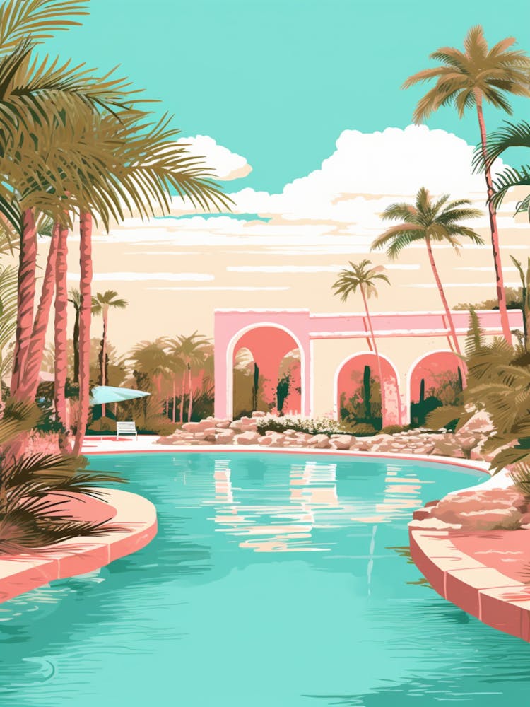 An Illustration In Pink Tones Of  Greens Pool Australia 4
