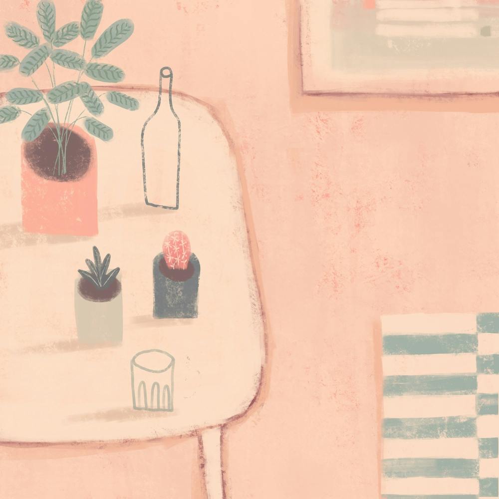Nature Morte en Vert et Rose
