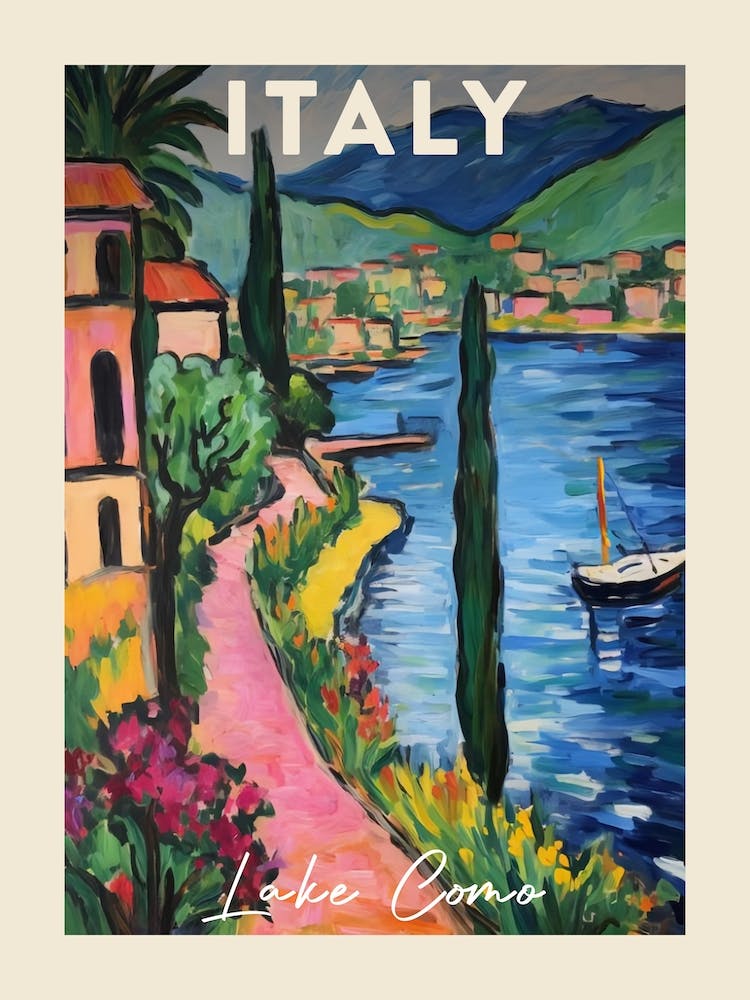 Lake Como Italy 7 Fauvist Painting  Travel Poster
