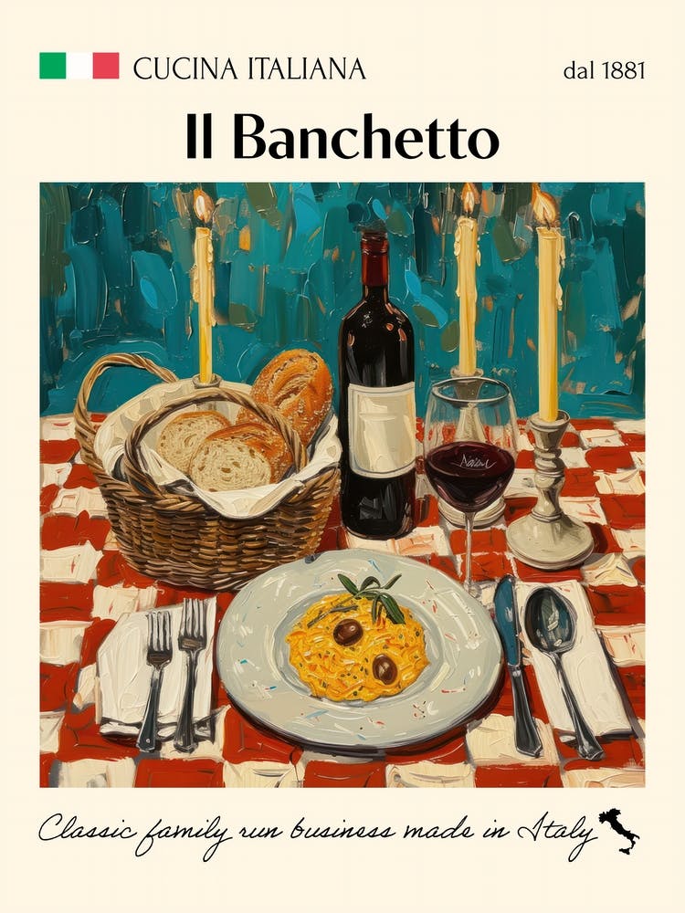 Il Banchetto Trattoria Italian Poster Food Kitchen