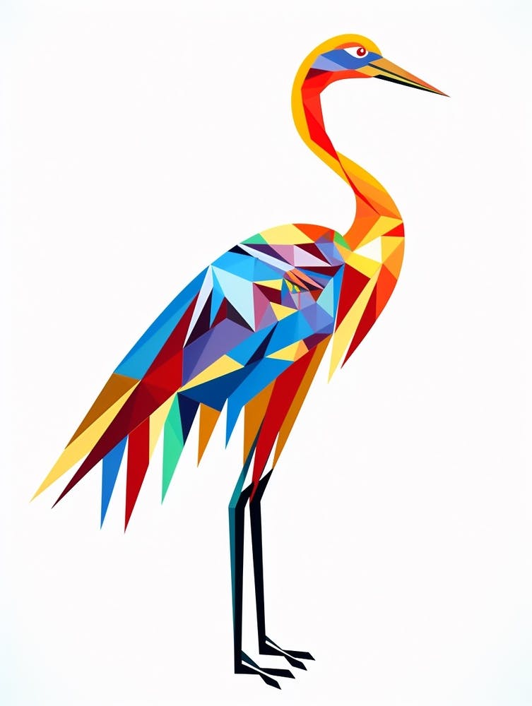 Colourful Geometric Bird Crane 3