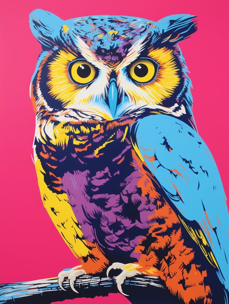 Andy Warhol Style Bird Eastern Screech Owl 3