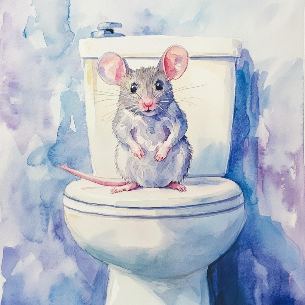 Mouse On Toilet