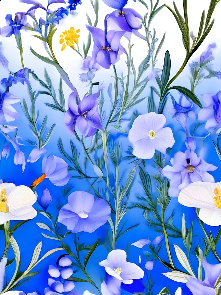 Blue And White Flowers 2