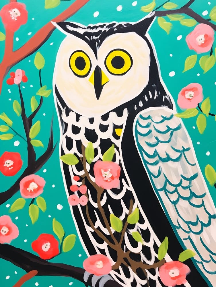 Maximalist Animal Painting Owl 2