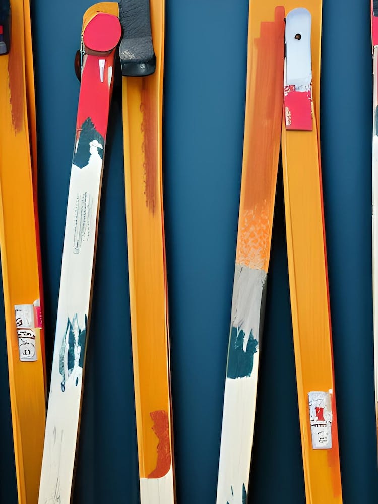 Stacked Skis Minimal Nordic Skiing Storage