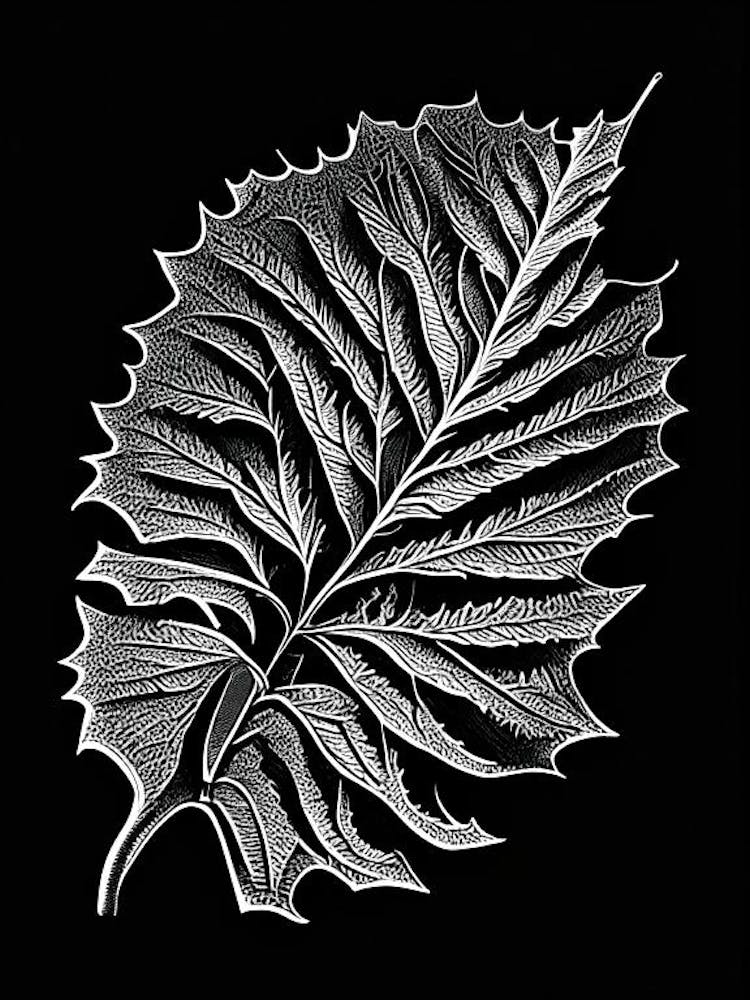 Elm Leaf Linocut 2