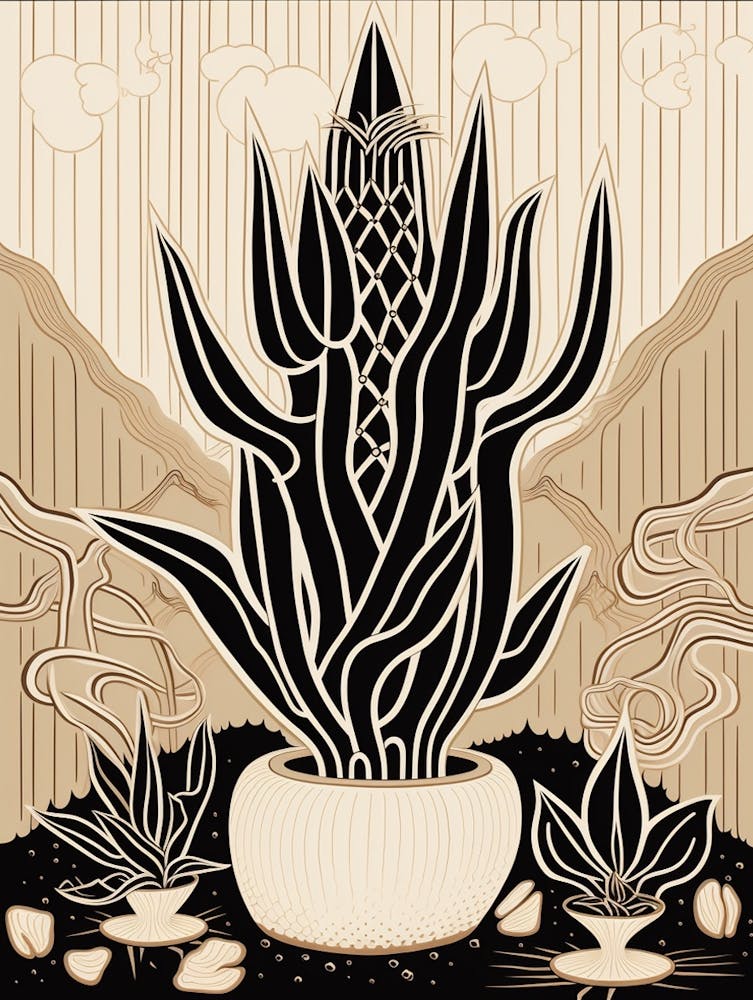 B&W Cactus Illustration Melocactus 2