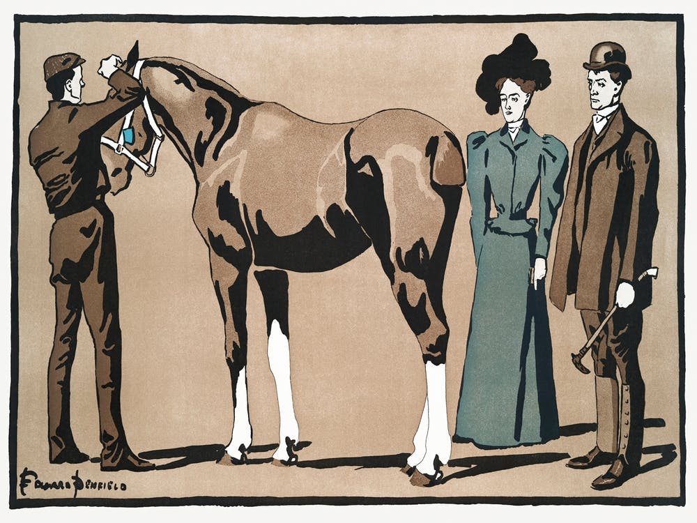 People And Horse, Edward Penfield
