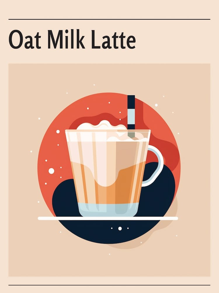 Oat Milk Latte Midcentury Modern Poster