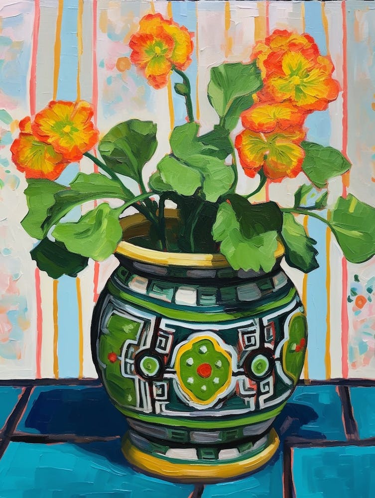 Flowers In A Vase Still Life Painting Portulaca 4